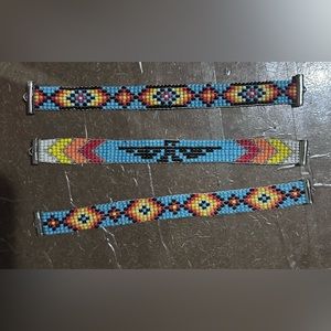 COPY - Three Native American bracelets, with different designs and similar colo…
